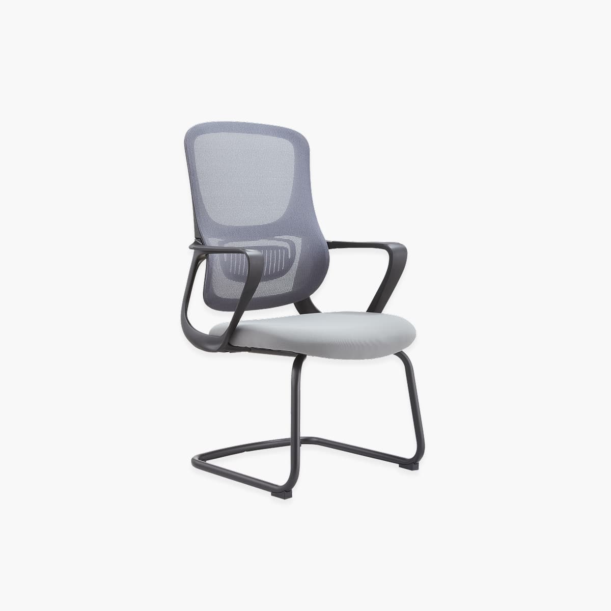 Mid-Back Ergonomic Mesh Cantilever Visitor Chair with White Frame