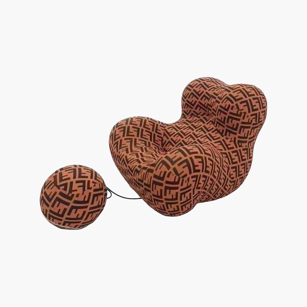 La Mamma Up 50 Series Modern Italian Striped Lounge Chair with Ball Ottoman