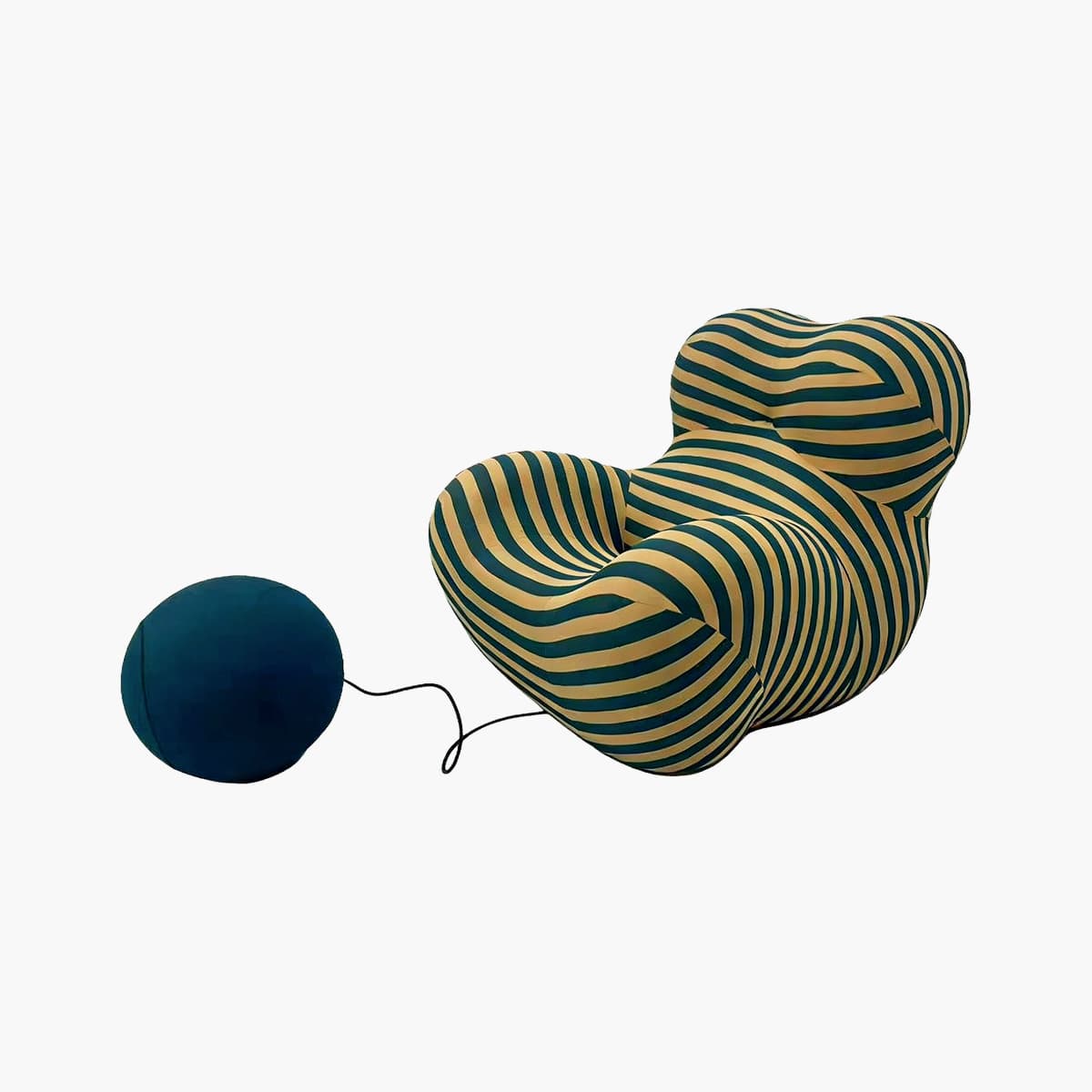 La Mamma Up 50 Series Modern Italian Striped Lounge Chair with Ball Ottoman