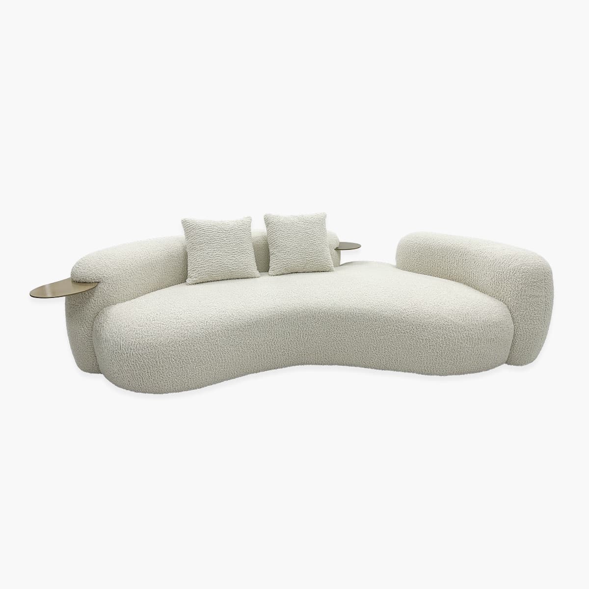 White Pea-shaped Sofa With Integrated Side Tables