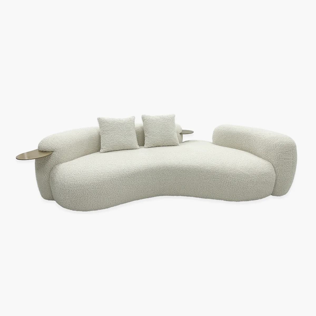 White Pea-shaped Sofa With Integrated Side Tables