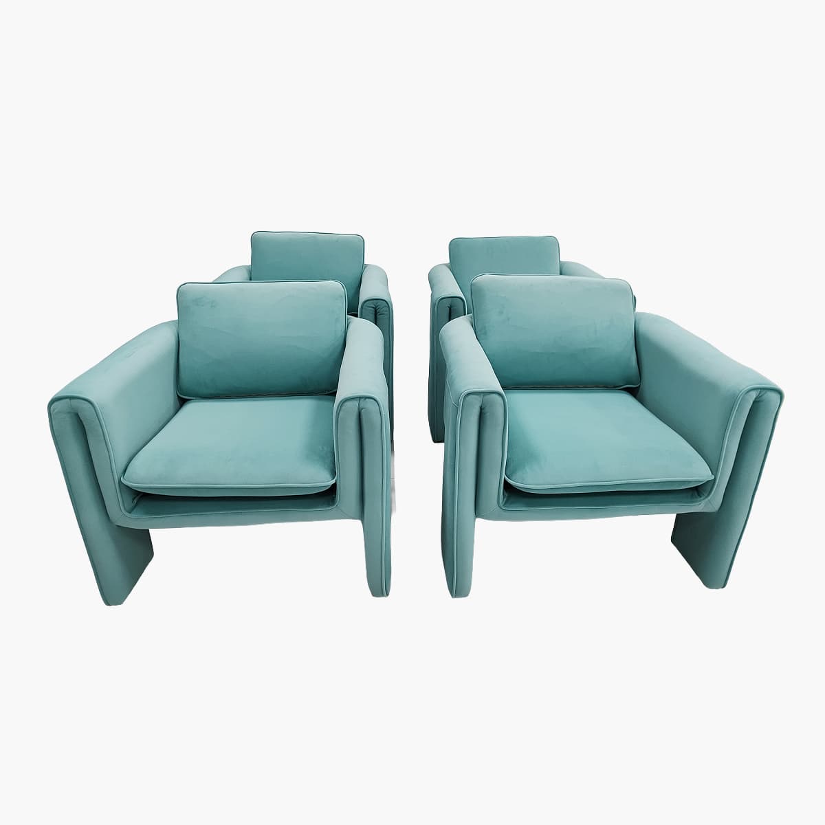 Modern Curved Silhouette With Integrated, U-shaped Armrests Sofa Chairs