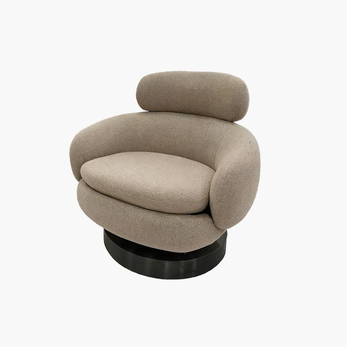 Minimalist Chic Tweed Swivel Capsule Armchair Modern Cocoon Lounge