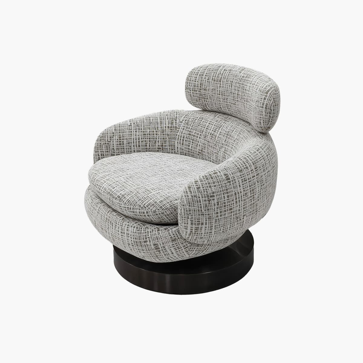 Minimalist Chic Tweed Swivel Capsule Armchair Modern Cocoon Lounge