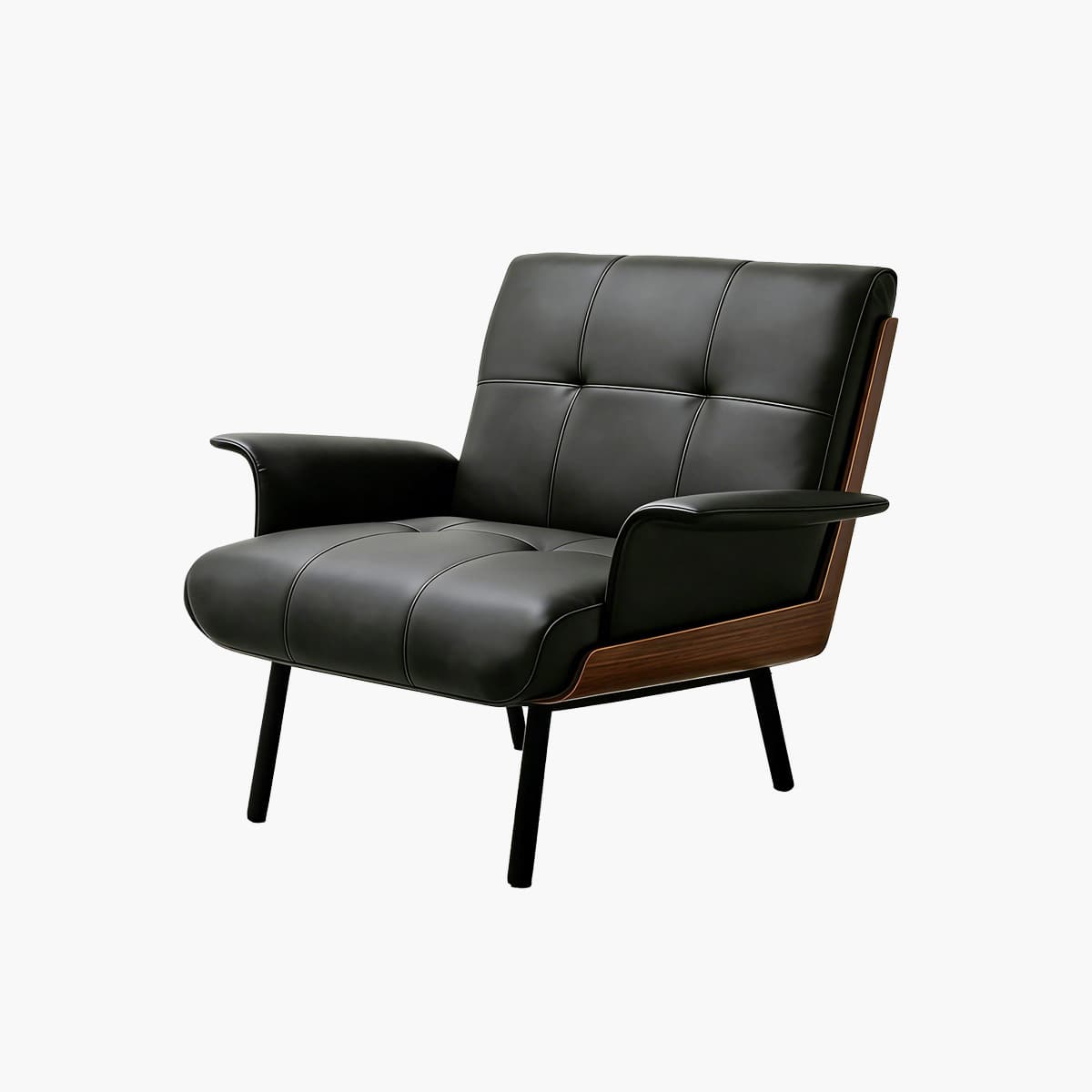 Mid-Century Walnut & Leather Lounge Chair