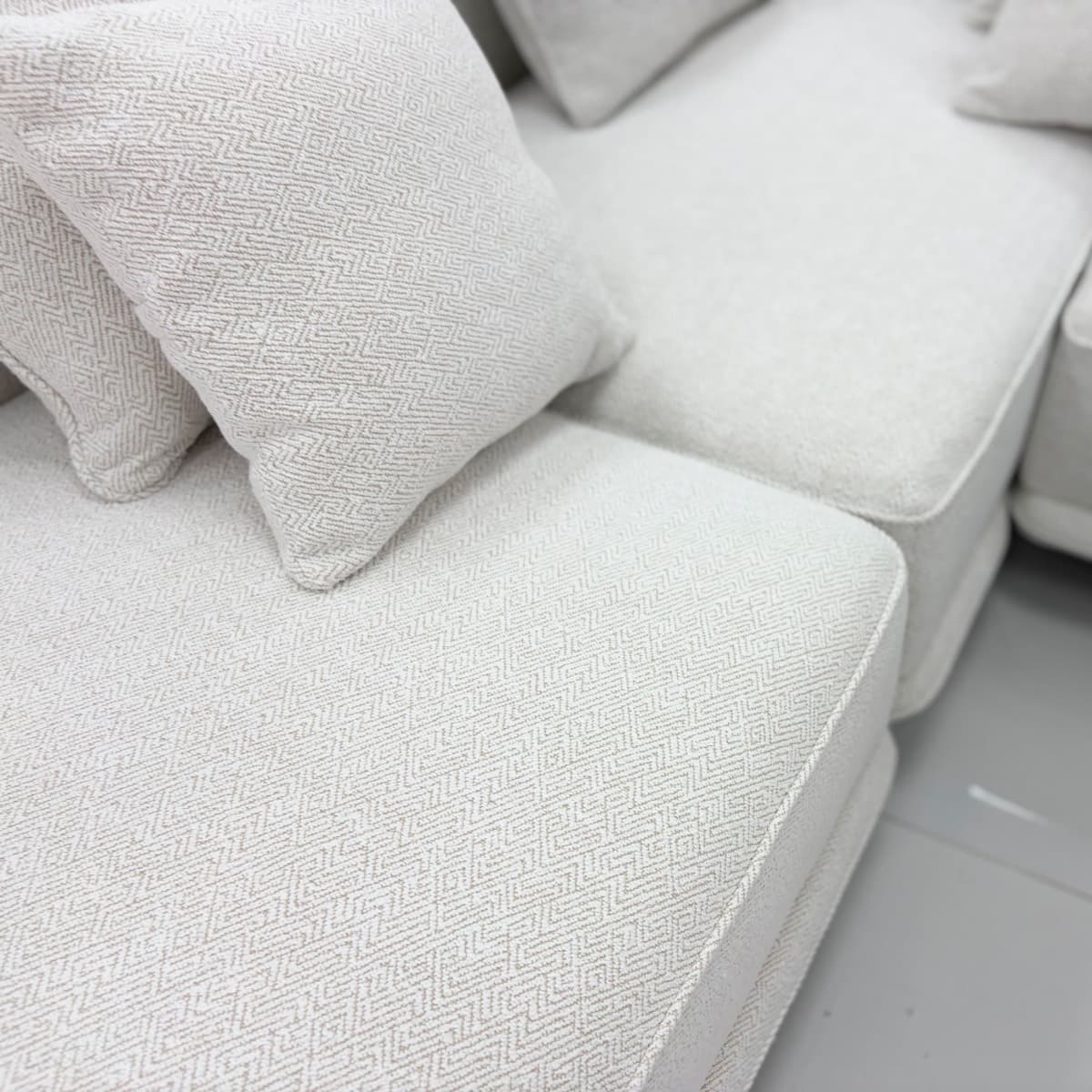 Horizon White Sofa with Solid Wood Planking