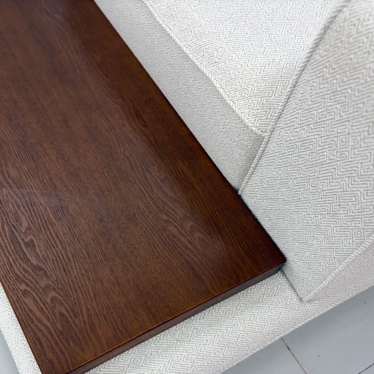 Horizon White Sofa with Solid Wood Planking