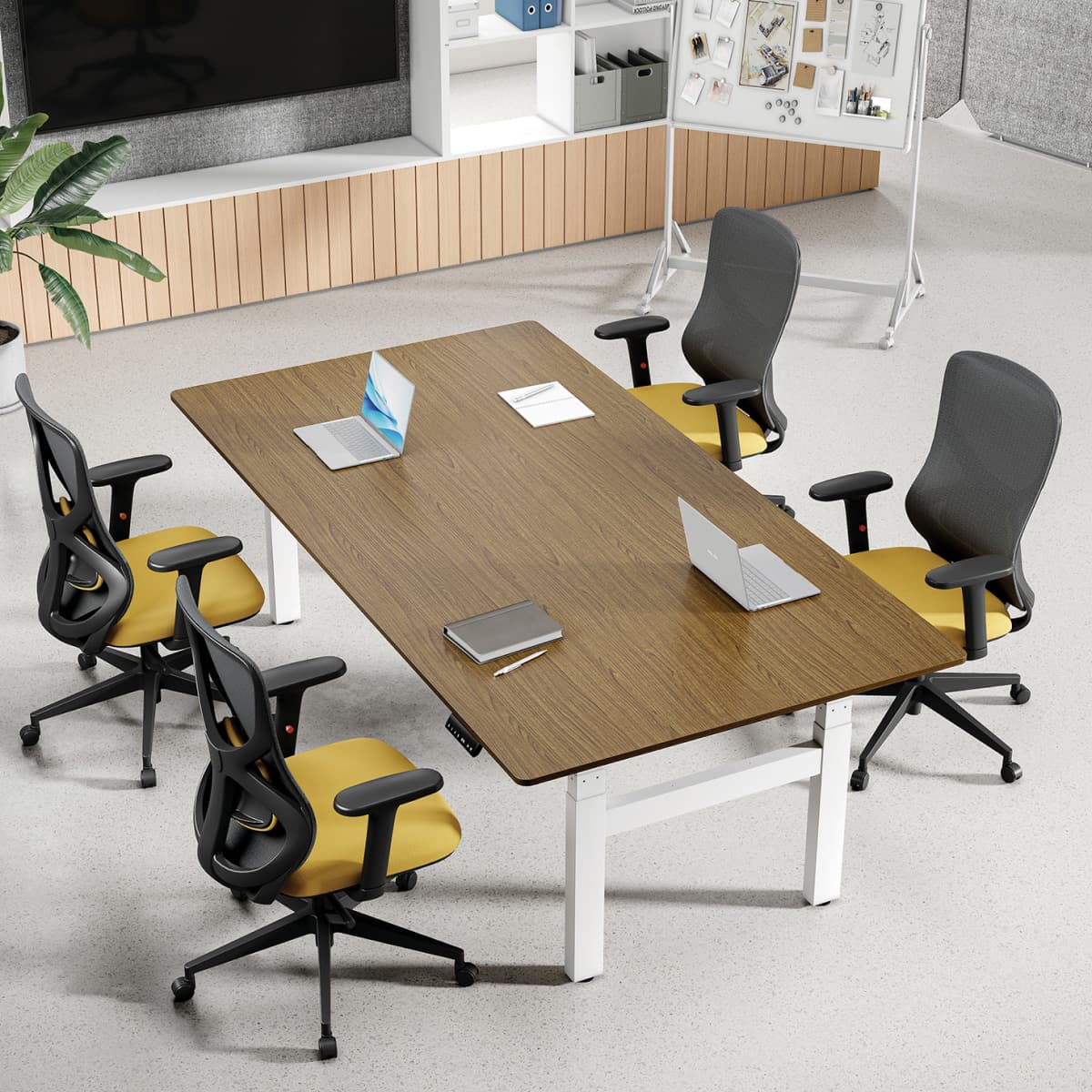 Minimalist 4-Leg Electric Standing Conference Table