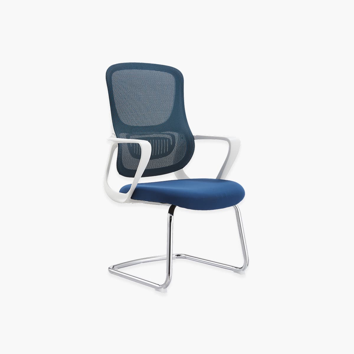 Mid-Back Ergonomic Mesh Cantilever Visitor Chair with White Frame