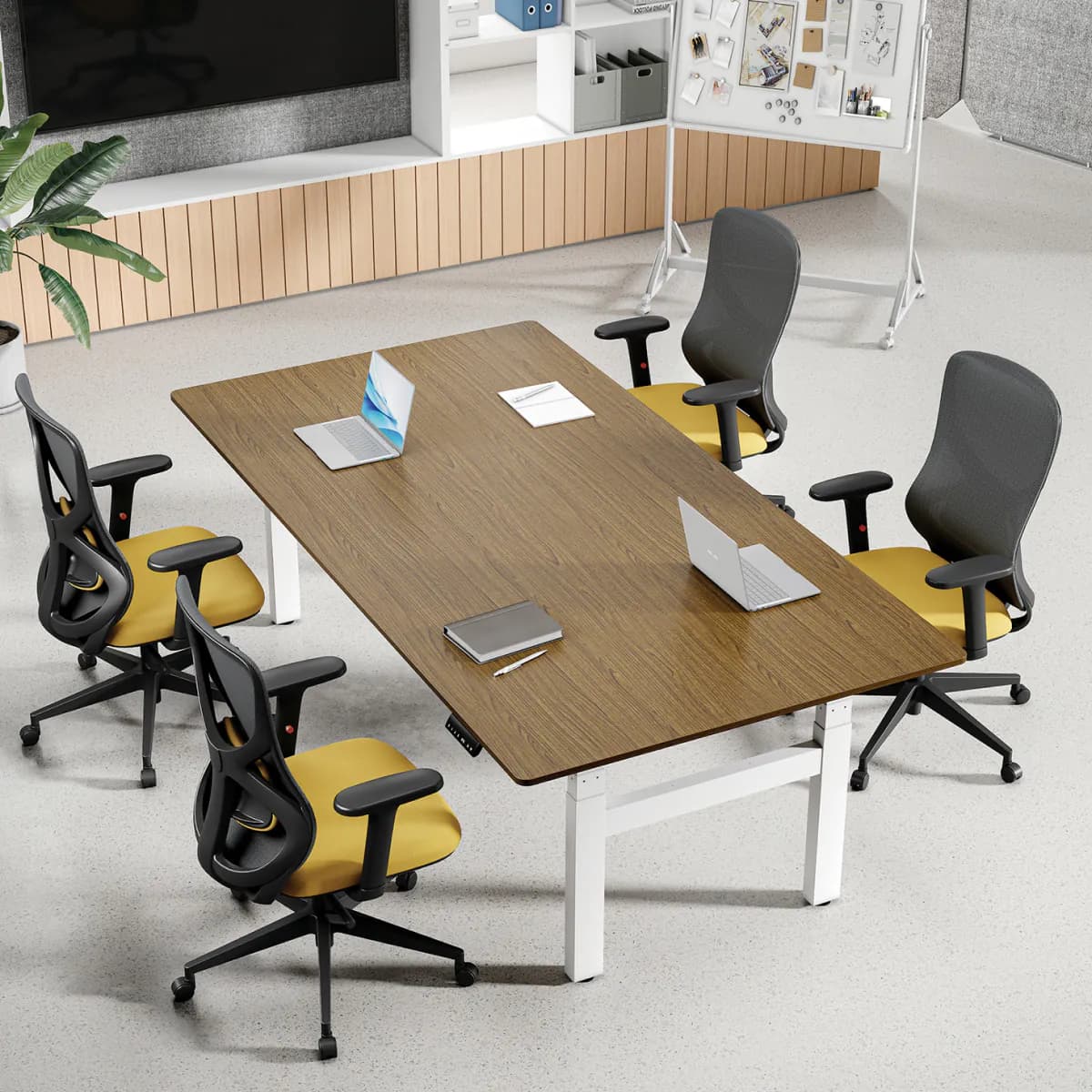 Minimalist 4-Leg Electric Standing Conference Table