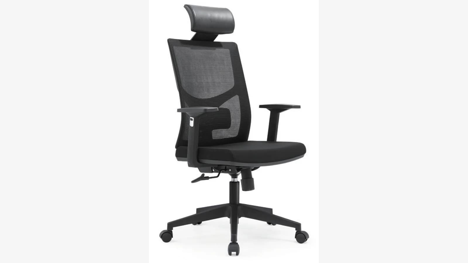MENBRO mesh office chair shown in profile with its adjustable armrest and seat mechanism visible