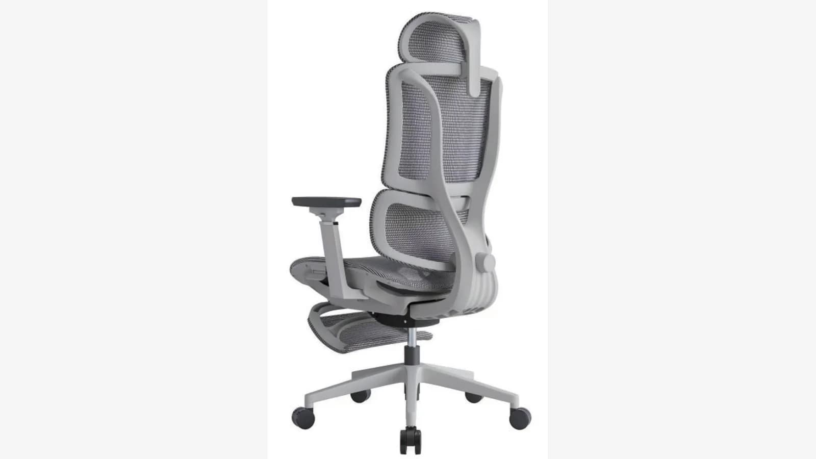 MENBRO white mesh ergonomic office chair with upholstered seat and adjustable armrests shown on a neutral background